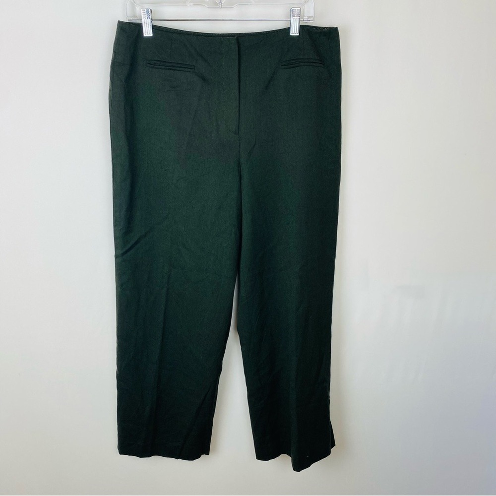 Talbots Wool Blend Lined Green Straight‎ Leg Trouser Pants Size 14